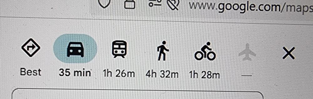 google fahrtzeitberechnung für eine 25 km lange strecke in Baden-Württemberg, einem der wirtschaftsstärksten Bundesländer Deutschlands, zur Pendel-rushhour:
35 min Auto; 1h26 ÖPNV, 4h32 zu Fuß, 1h28 Fahrrad