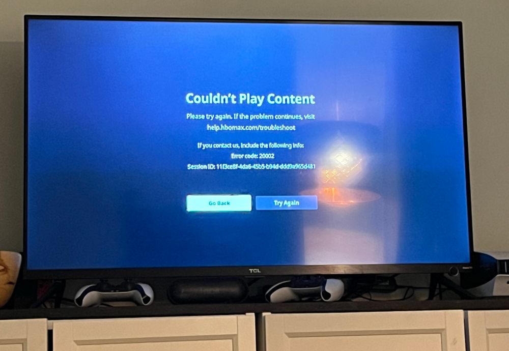 A tv says “couldn’t play content”