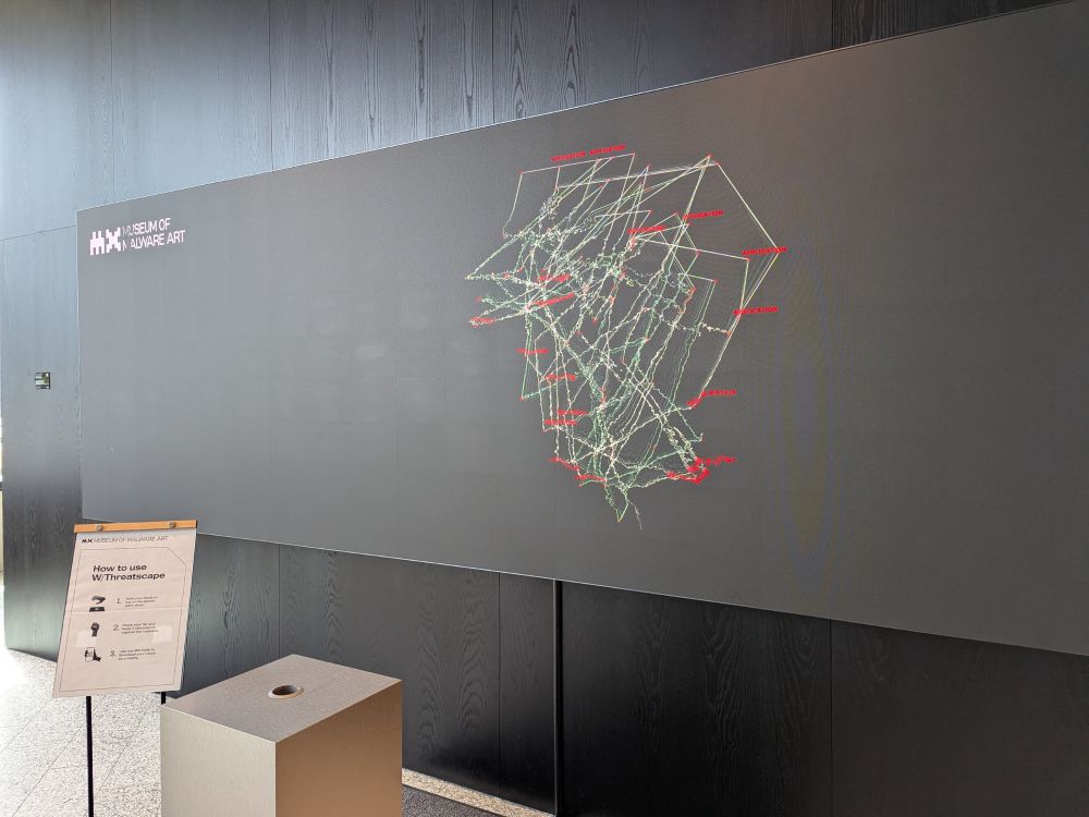 Interactive installation where users can catch malware from near real-time threat data using gesture recognition.