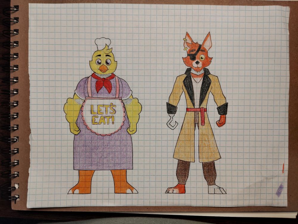 Chica the Chicken and Foxy the Pirate Fox