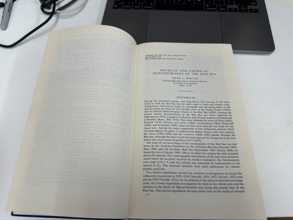 Title of the article “Physical and Chemical Oceanography of the Red Sea” by Selim Morcos 