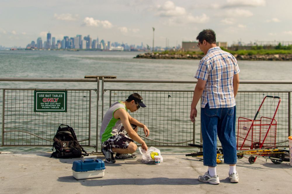 Veterans Memorial Pier on a hot summer day.