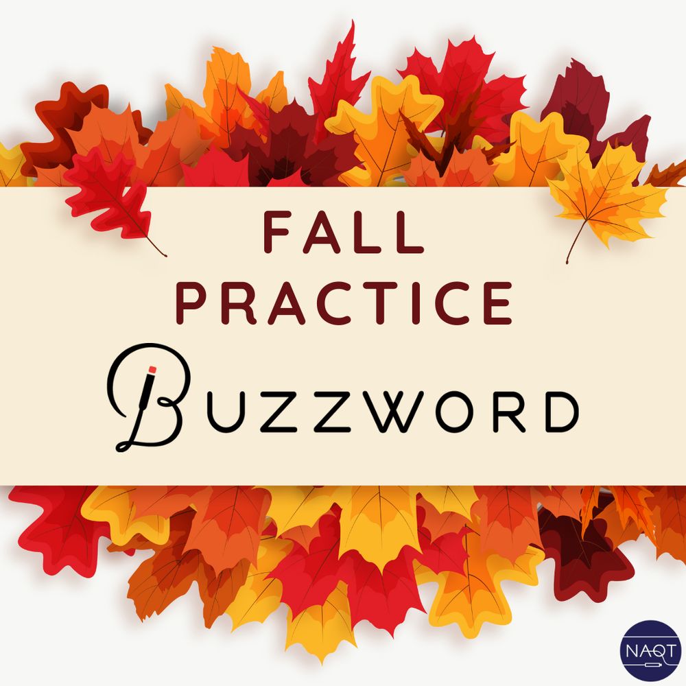 a banner reading "Fall Practice Buzzword" surrounded by a wreath of leaves. NAQT's logo is in the bottom right corner.