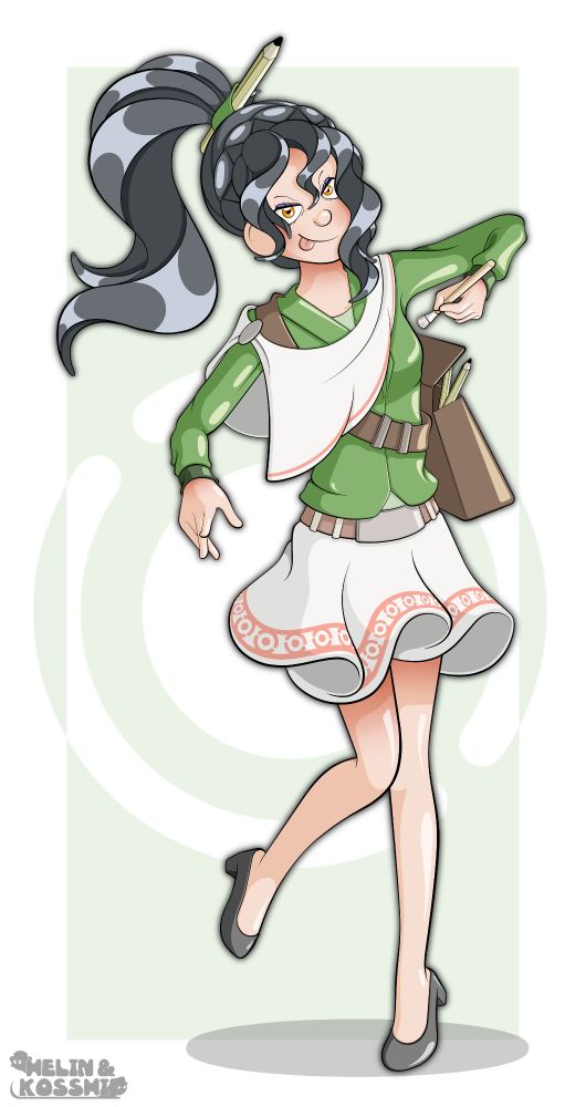Full-body artwork featuring Diana Paige, the Plucky Politician.

Diana is an earthling, which is quite literary our universe's incarnation of earth's human race. Compared to other human sub-species, earthlings are as a whole average, being neither tall not short, stocky or thin. The easiest way to identify them is through their eyes, which consist of a closed-outline and perfectly round pupils (based on realistic eyes) and is unique to them. She has tied her black hair into a ponytail and has golden eyes.

Diana Paige is dressed in a green suit-top and black pumps. She carries an artist's bag around her shoulder, depicted with a long square design, two-flap opening and pencils falling out. Her ponytail is bound together with a pencil. , a few pieces of her clothing convey a Greek feeling. The white cloth over her shoulders is a Greek cloak, and her skirt is meant to compliment this specific article. The red pattern around their trimmings is also similar to those seen on togas. 

Diana Paige is a major character in our Symphony saga, being featured as the primary protagonist of the fourth book.

https://toyhou.se/33009468.diana-paige