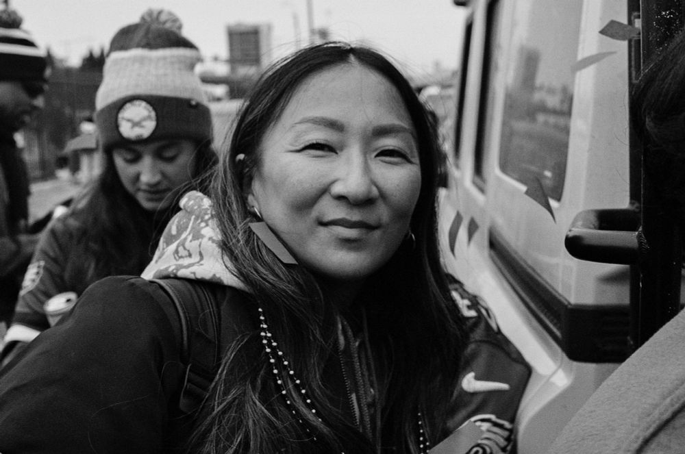a woman smiling 