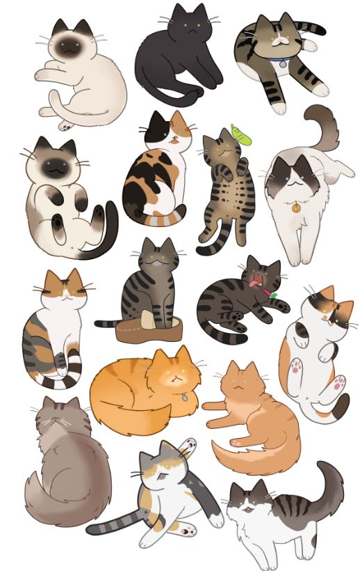 collage of various cartoon cats
