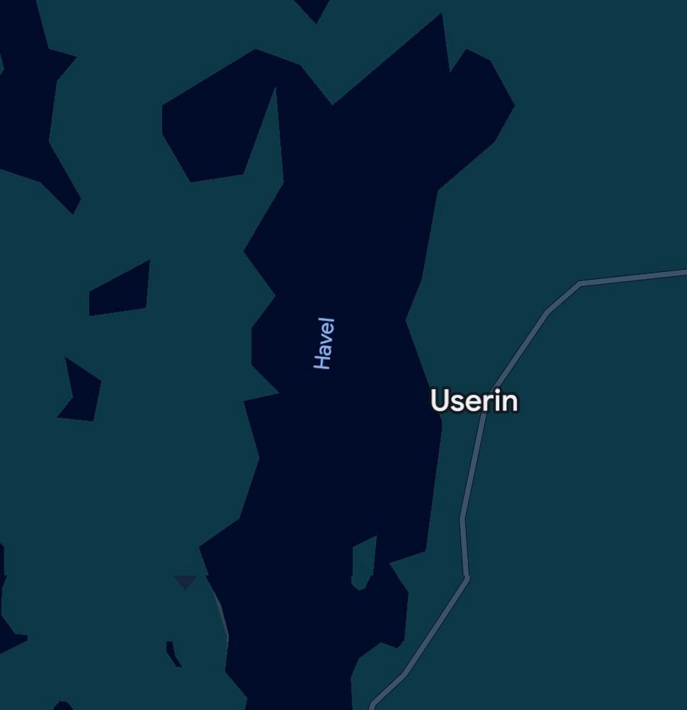 Screenshot von Google Maps: in der Mitte ist die Havel und der Name „Userin zu sehen.