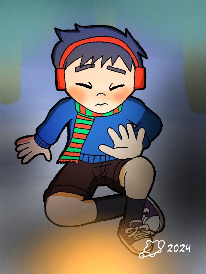 A drawing of a boy sitting beside a source of light that emits fire and smoke. Part of the Christmas Day Misfortunes series.