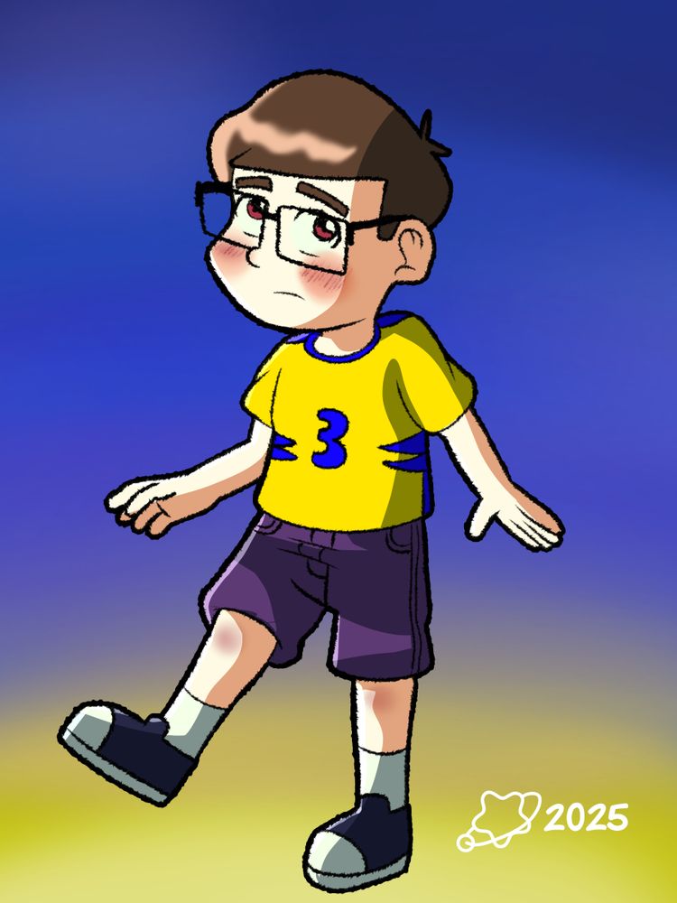 A drawing of Ryan, normal casual outfit, from upcoming comic about friendship and normal life.