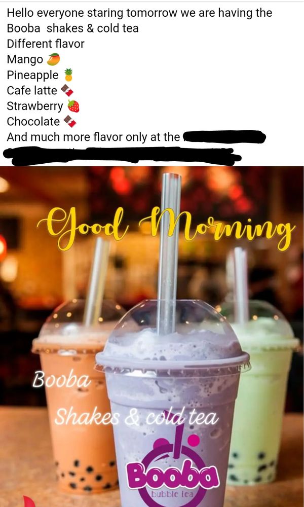 Ad for boba, but misspelled as "booba"