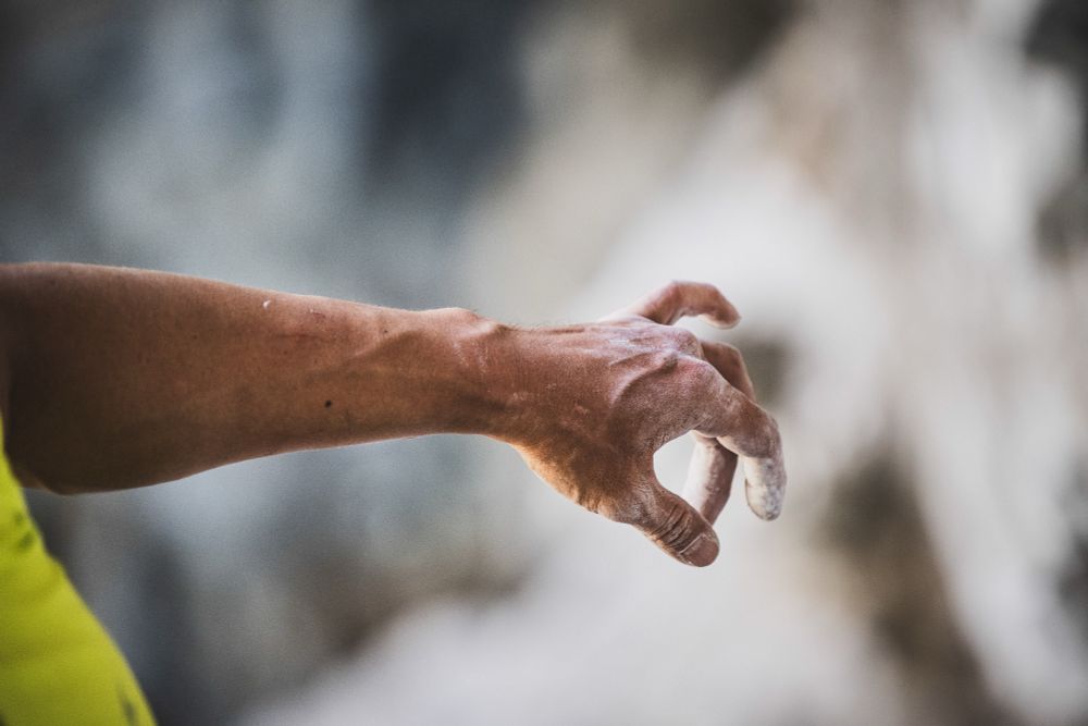 A climber’s hand
