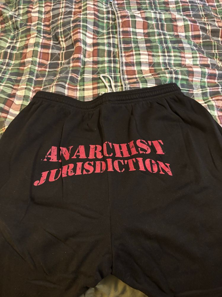Sweatpants given to me in 2020 when DJT’s admin called Portland an Anarchist Jurisdiction so that’s what it says on the butt of the sweats. 