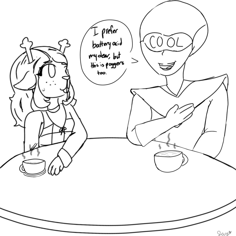 Noelle and Queen having coffee together! :3