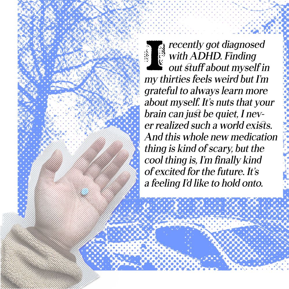 image of ADHD medication and a text update 