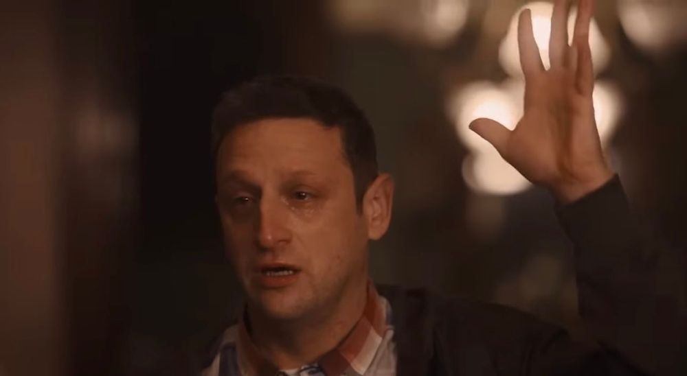 Tim Robinson on the adult ghost tour raising his hand to ask a question, not joking and not wanting anyone to have the worst day on their job.