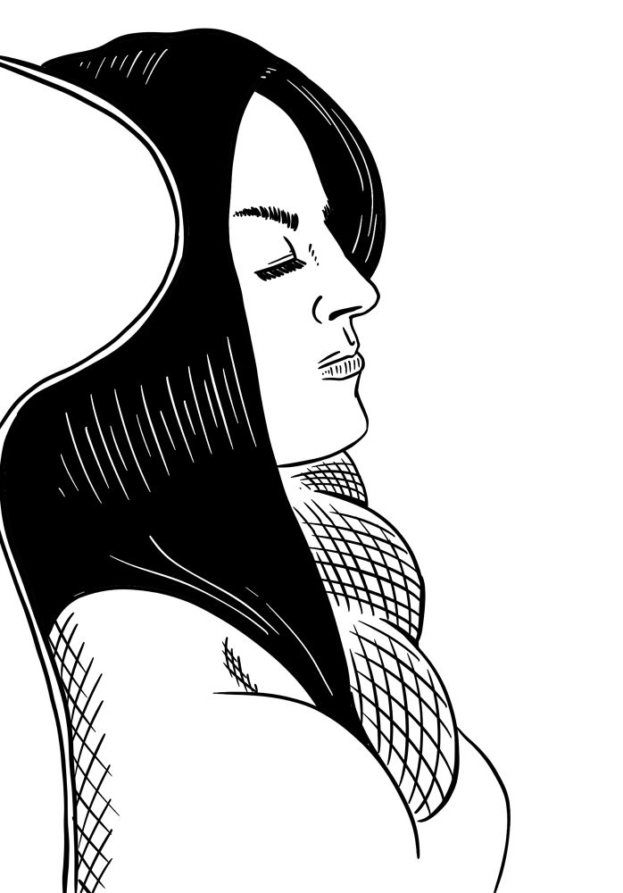 Le portrait d’une femme en train de dormir dans le train. 