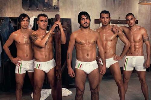 The 2008 italian national football team in their team underwear ad..  L-R: Andrea Pirlo, Fabio Cannavaro, Gennaro Gattuso, Gianluca Zambrotta (FC Barcelona), Manuele Blasi (Napoli)