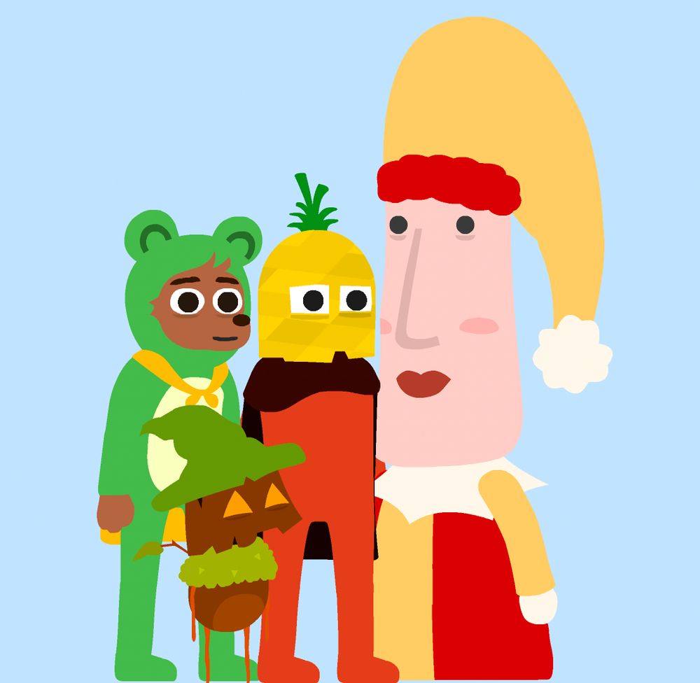 bonnie bear, hoot, ann and jan klaassen posing for family portrait