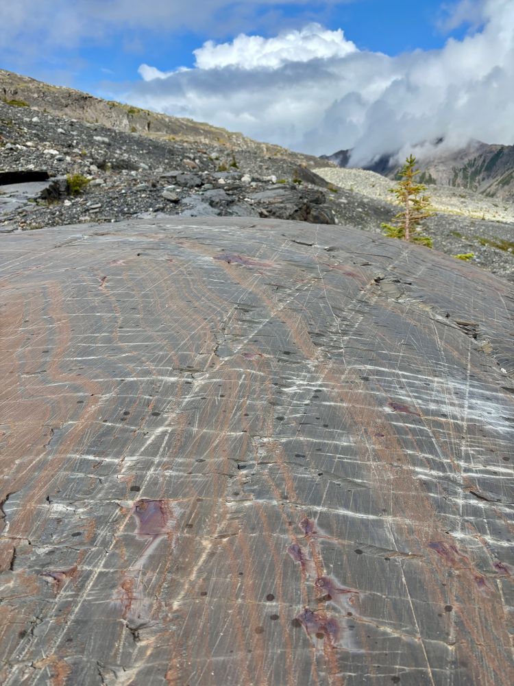 Glacier striations on a polished bedrock
