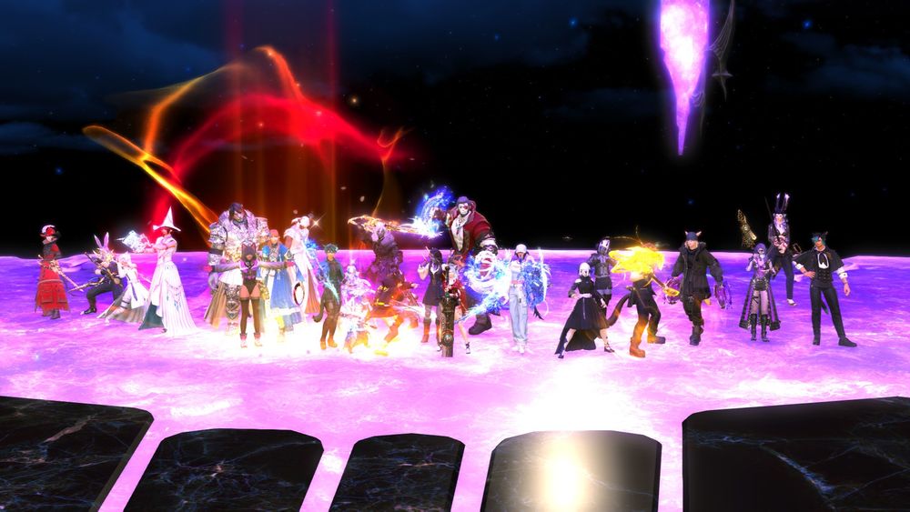 A photo of 24 Warriors of Light from Final Fantasy XIV, the critically acclaimed MMORPG with a free trial, which includes the entirety of A Realm Reborn AND the award-winning Heavensward expansion up to level 60 with no restrictions on playtime! These 24 adventurers just cleared the Cloud of Darkness (Chaotic) alliance raid!