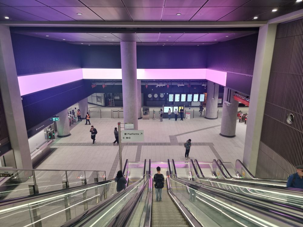 A View looking down the escalators to the Concourse of the new station