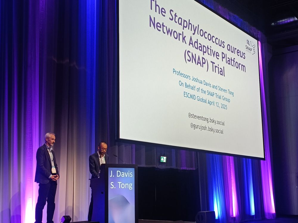 Steven Tong and Joshua Davis presenting an overview of the SNAP trial