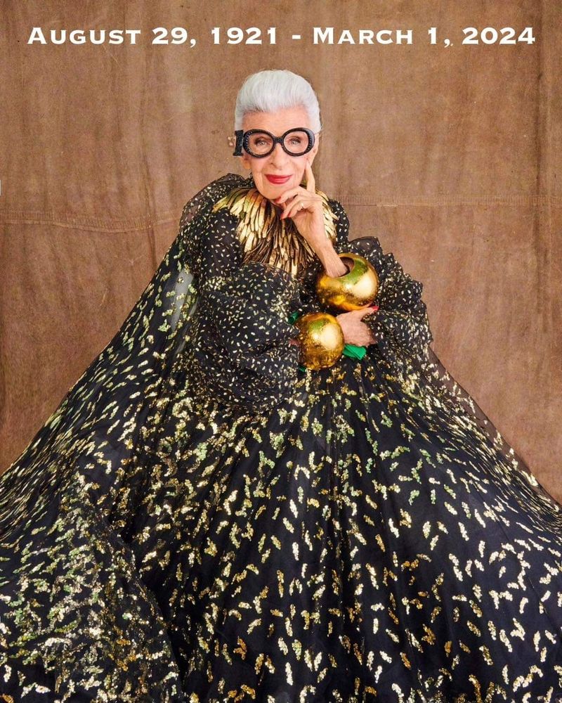 Iris Apfel in glorious black and gold