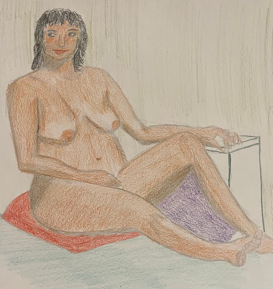 Life drawing , graphite and coloured pencils, anónimo, Callestampa, Mérida . 