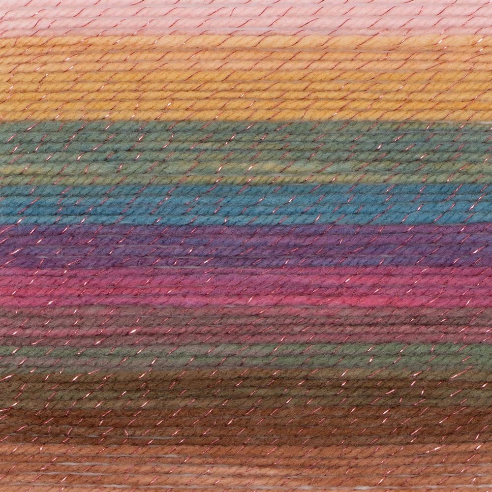 Another product photo of the Lion Brand Mandala yarn cake in the color Cetus. Bit this time the yarn is spread out a bit to show off the difference in hues