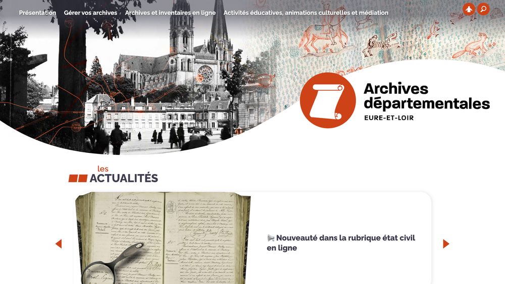 page d'accueil des archives départementales de l'Eure et Loir 