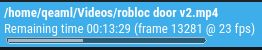 Kdenlive render job:
/home/qeaml/Videos/robloc door v2.mp4
Remaining time 00:13:29 (frame 13281 @ 23 fps)