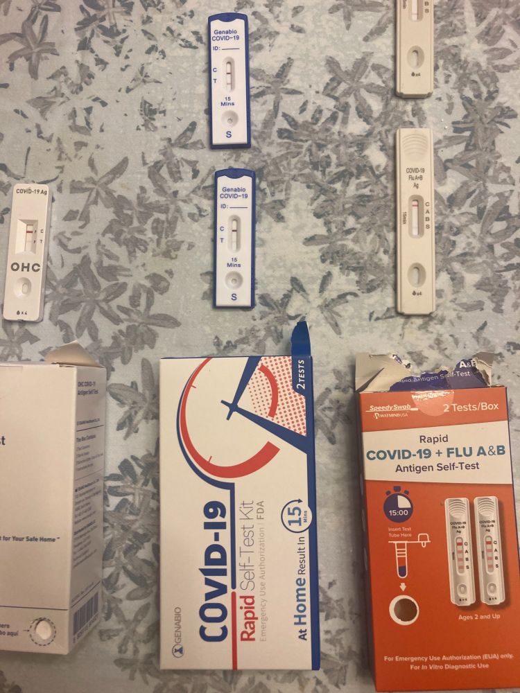 Zoomed in view of four more tests - two of which also include flu A and B