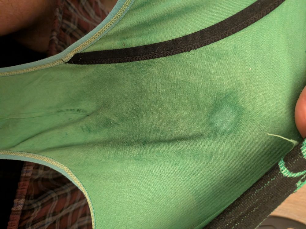 Inside crotch of daddy's stained undies