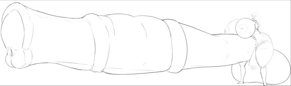 Massive penis on a very leggy futa.