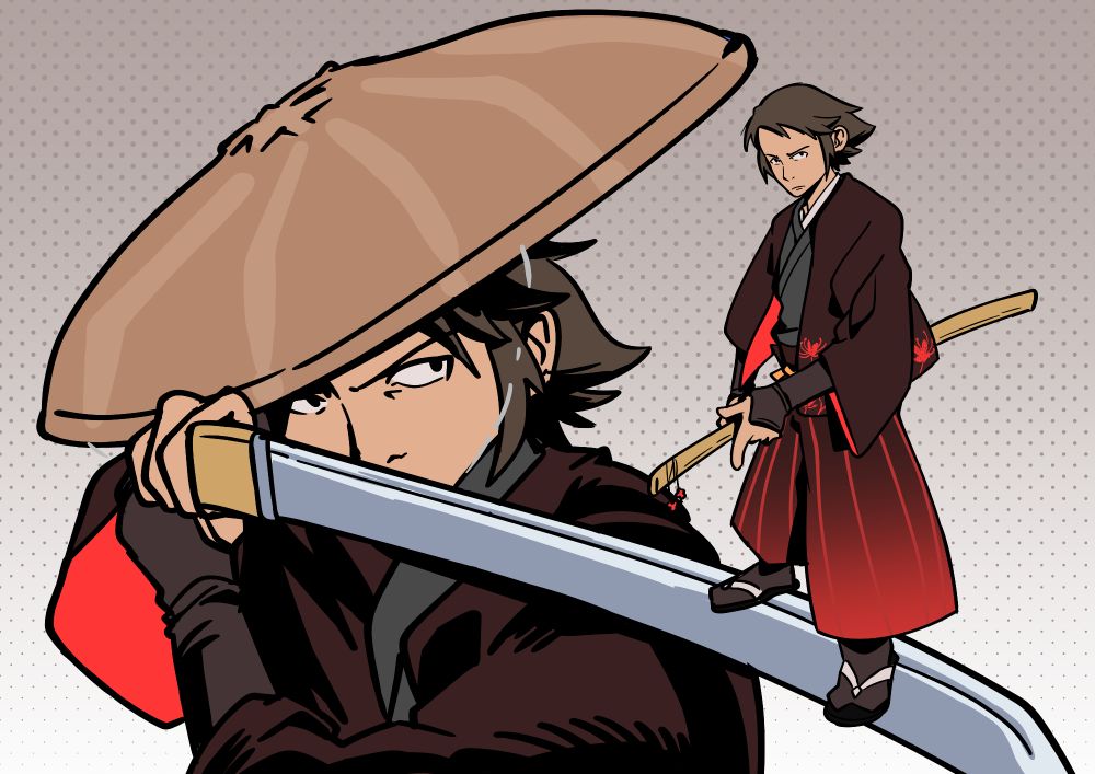 Assorted drawings of Hibiki Takane from The Last Blade series with redesigns based from @vhsveris on twitter and @vhsveris.bsky.social on bluesky