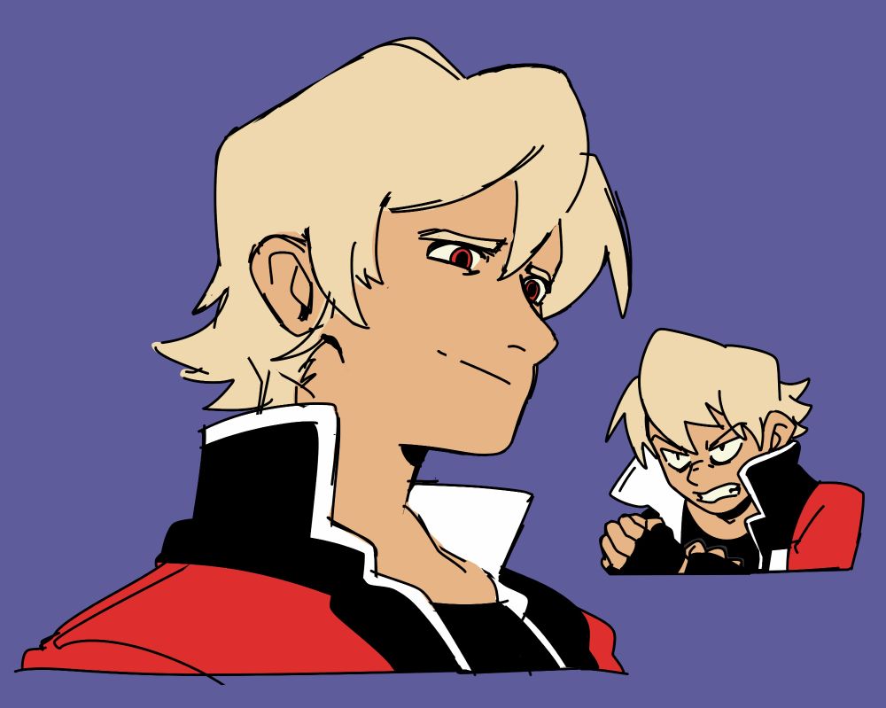 Assorted colored bust sketches of Rock Howard from Fatal Fury