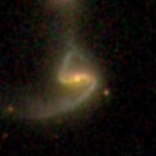 A barred spiral galaxy in a merger from the Galaxy Zoo 2 project.