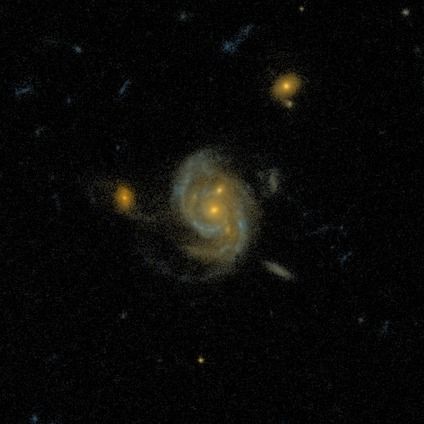 A spiral galaxy in a merger from the Galaxy Zoo: Hubble project, classified by 45 volunteers.