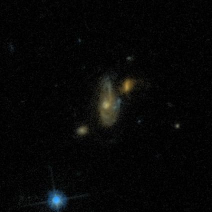 A spiral galaxy, possibly merging from the Galaxy Zoo: Hubble project, classified by 29 volunteers.