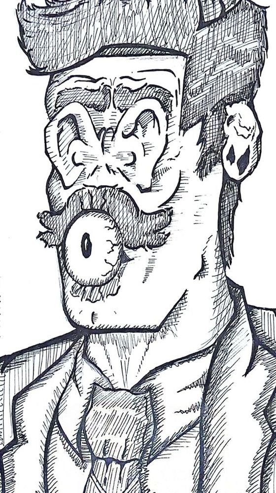 Preston Northwest from Gravity Falls except...
...his nose is at where it's ear should be.
...his ears are at where his eyes should be.
...his eye is at where his mouth should be.

   This is to replicate the rather infamous and iconic weirdmageddon scene in which Bill turns Preston into the described monstrosity.