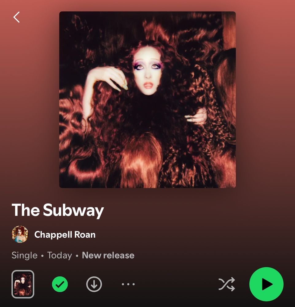 screenshot from spotify showing chappell roan’s new single ‘the subway’ is out today.
