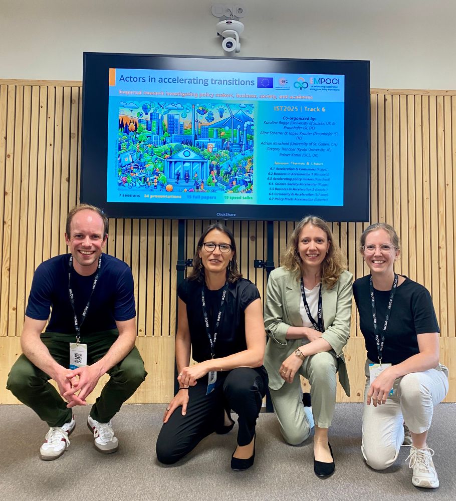 Adrian Rinscheidt, Karoline Rogge, Tabea Krauter and Aline Scherrer - co-chairs of Track 6 with 34 presentations on actor in accelerating transitions at IST2025 in Lisbon. 