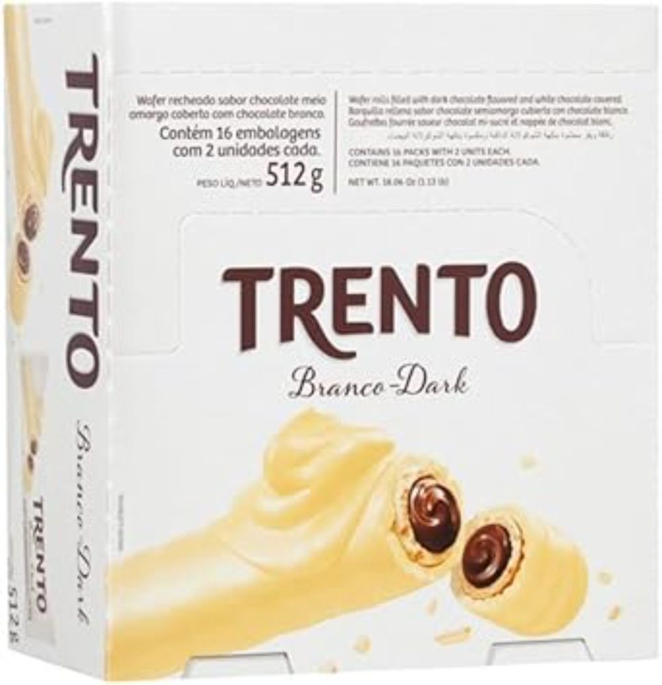 TRENTO Display - WAFER TRENTO CHOCOLATE BRANCO 32g - 16 unidades : Amazon.com.br: Alimentos e Bebidas