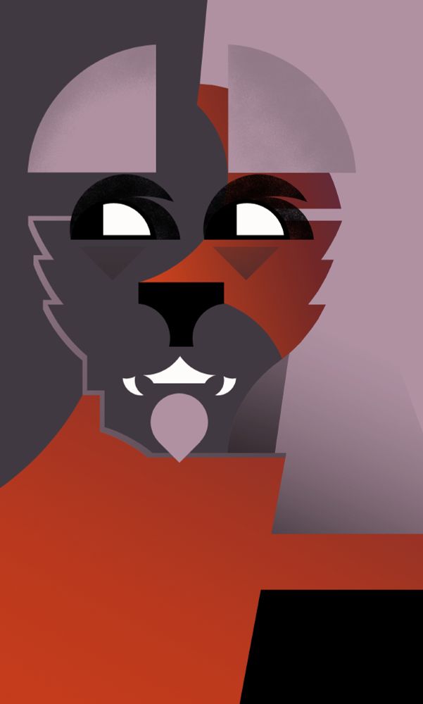 A poster in the style of 20th-century French artist Jean Chassaing depicting an anthropomorphic panther wearing a red suit and black armband.
