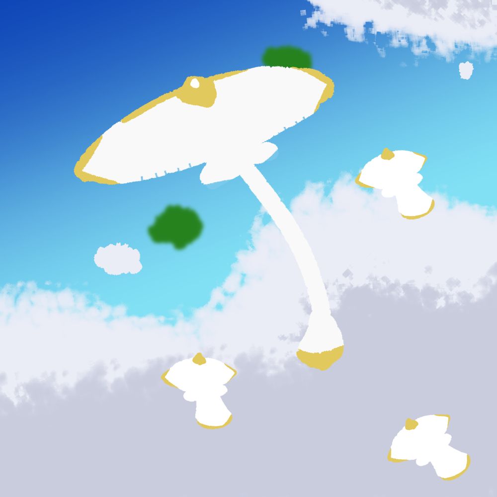 An adult Manta and its children flying across Daylight Prairie. 