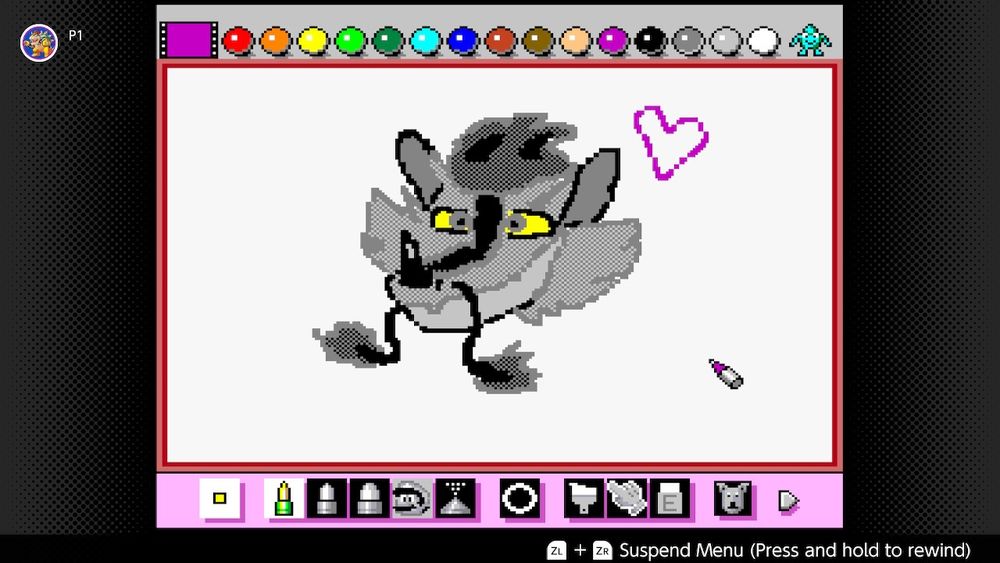 A drawing of a cool dragon done in Mario Paint