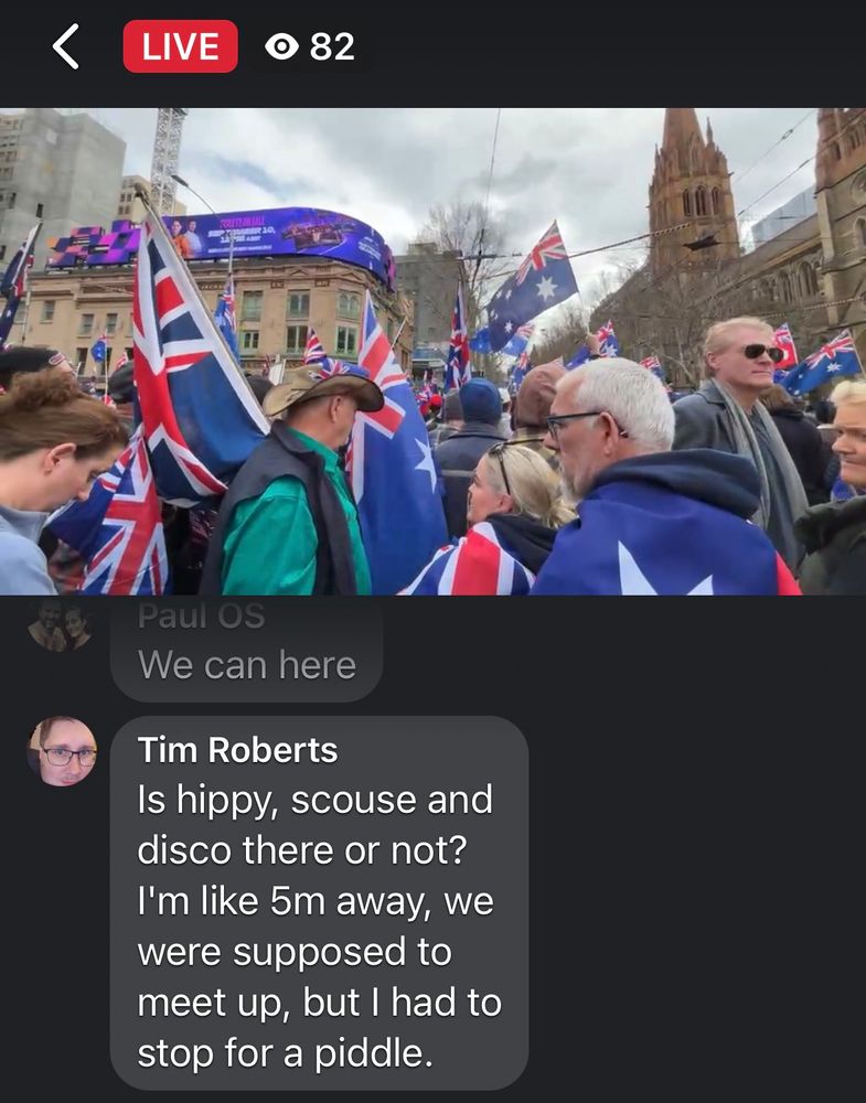 Nazis hold a racist rally in Melbourne and a loser cooker says the most aussiest shit even on another cooker’s Facebook live stream of aforementioned Nazi rally