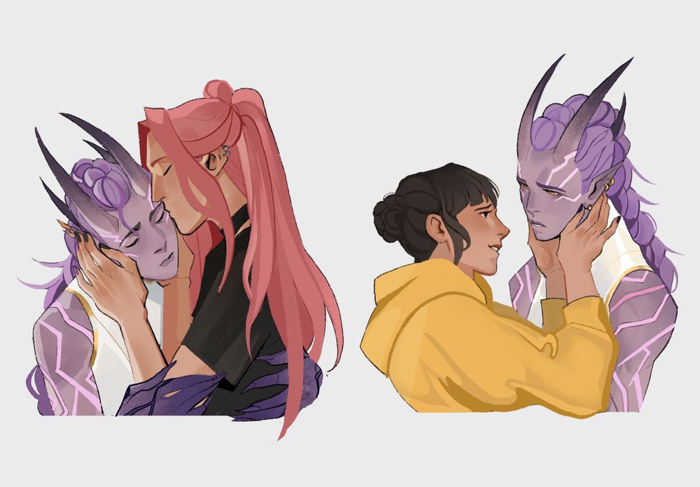 Art of Mira and Zoey comforting demon Rumi