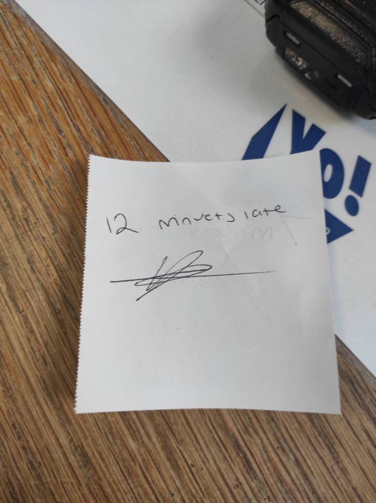 My manager's prediction that I'll be 12 minutes late