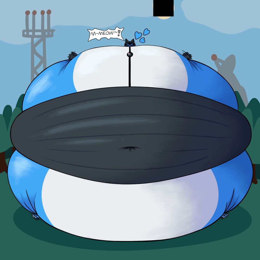 Poor Kerfur got blown up into a massive blimp! She doesn't seem to mind though...